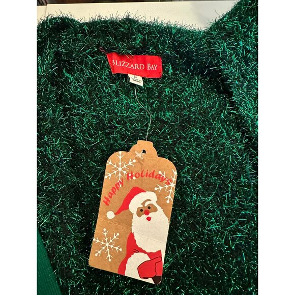 Holiday Christmas Tree Vest S Fuzzy Tinsel Hooded Festive Novelty Top - Picture 6 of 6